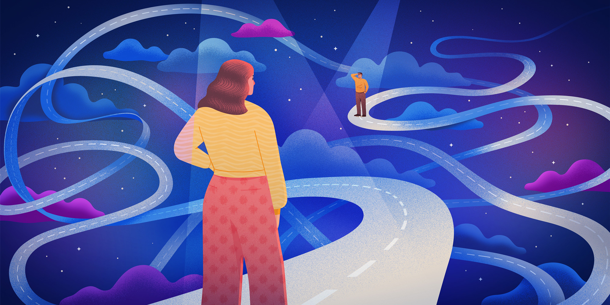 Editorial illustration for Medium article 'Why I’m No Longer Jealous of My Beautiful Friends'