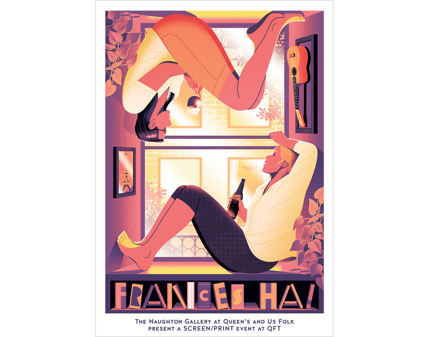 Limited edition screenprinted poster for Naughton Gallery, for a screening of Frances Ha!